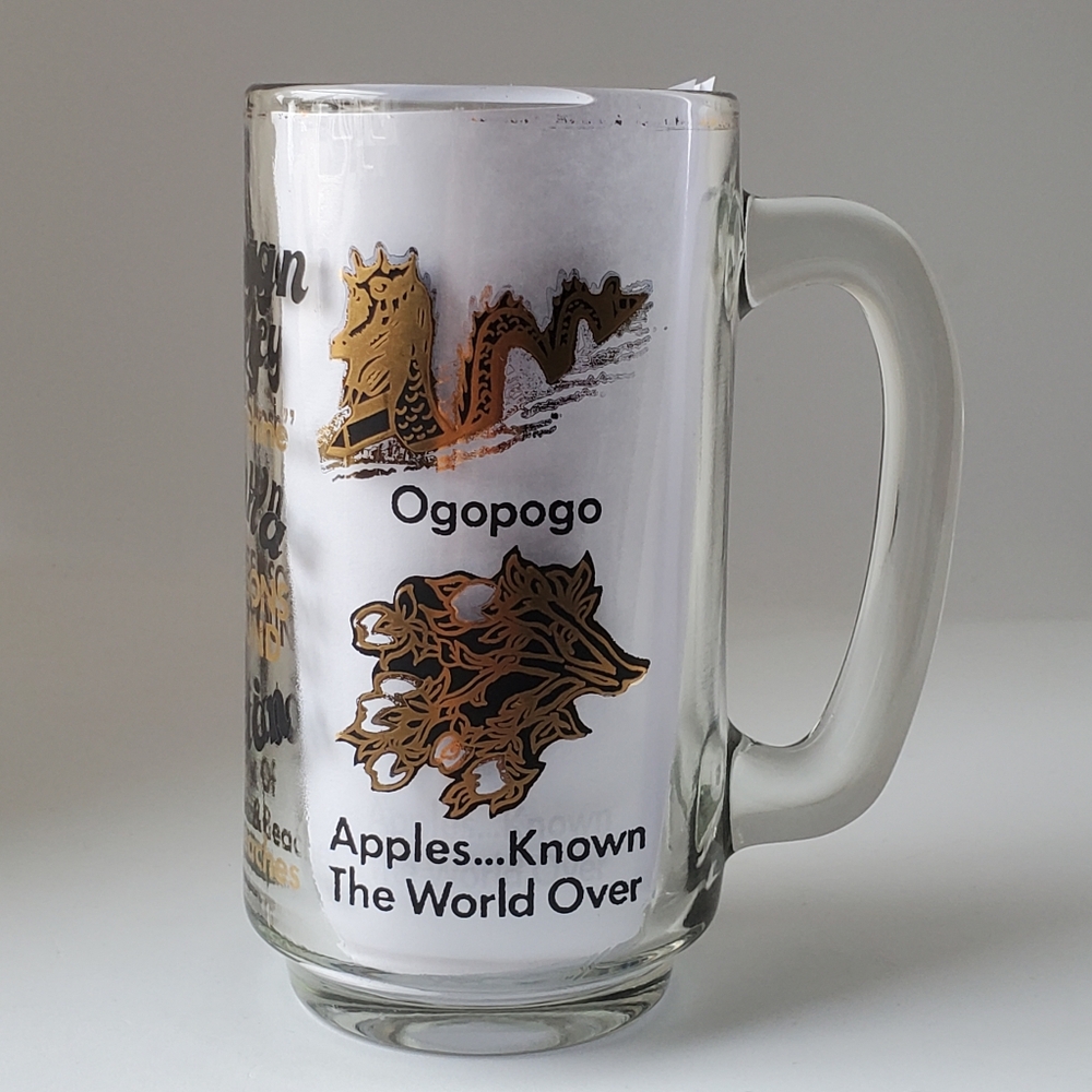 Vtg Glass Beer Stein Okanagan Valley Kelowna Penticton BC Souvenir Mug